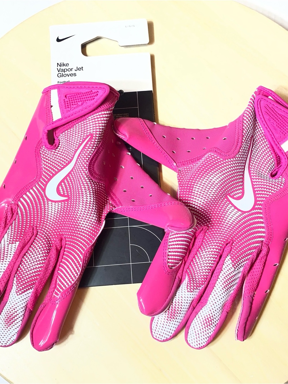 NIKE VAPOR JET 8.0 FOOTBALL  Receiver GLOVES PINK/WHITE Unisex Large NWT.